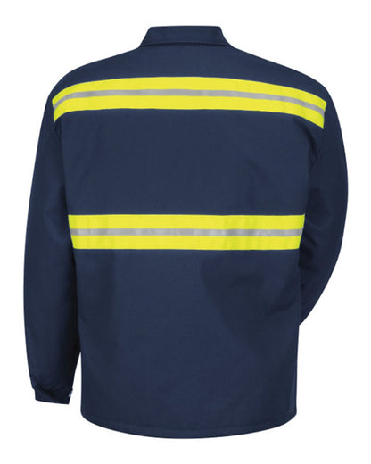 Red Kap Men's Tall Enhanced Visibility Perma-Lined Panel Jacket JT50ENT #color_Navy