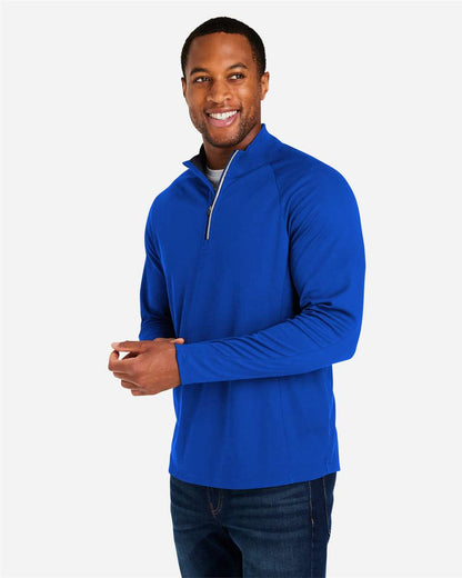 CORE365 Men's Origin Performance Pique Quarter-Zip Pullover CE418 #colormdl_True Royal/ Carbon