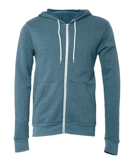 BELLA + CANVAS Sponge Fleece Full-Zip Hoodie 3739 #color_Heather Deep Teal