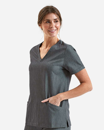 Onna Women's Invincible V-Neck Stretch Scrub Top NN310 #colormdl_Dynamo Grey