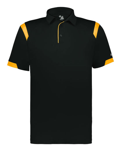 Badger Men's On the Rise Polo 3350 #color_Black/ Gold