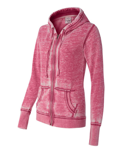 J. America Women's Zen Fleece Full-Zip Hooded Sweatshirt 8913 #color_Wildberry