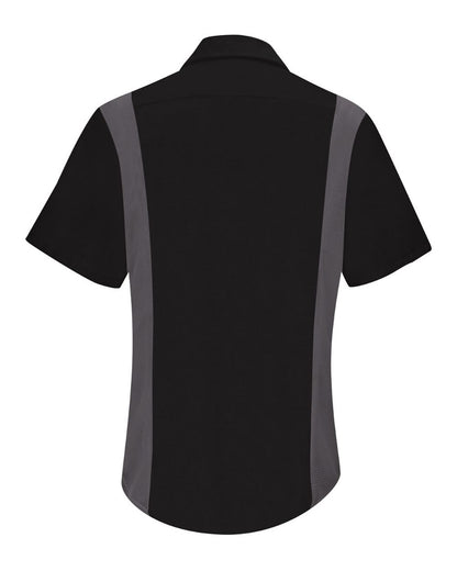Red Kap Women's Performance Plus Short Sleeve Shop Shirt with Oilblok Technology SY41 #color_Black/ Charcoal