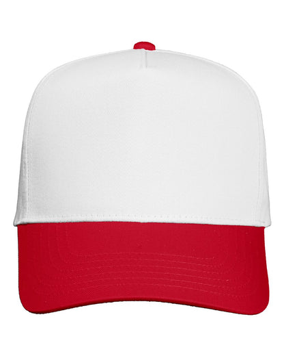 Valucap Five-Panel Twill Cap 8869 #color_White/ Red