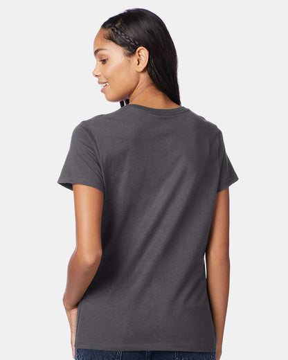 Hanes Women's Perfect-T V-Neck T-Shirt S04V #colormdl_Smoke Grey