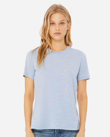 BELLA + CANVAS Women’s Relaxed Fit Heather CVC Tee 6400CVC #colormdl_Heather Prism Blue