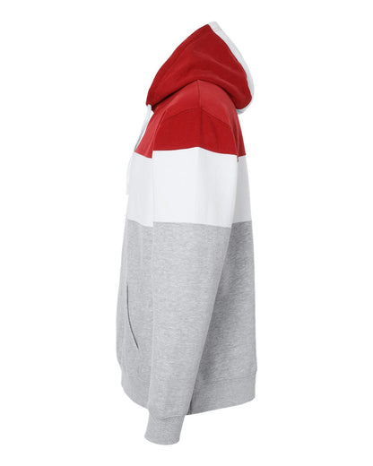 J. America Men's Varsity Fleece Colorblocked Hooded Sweatshirt 8644 #color_Red/ Oxford