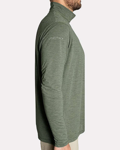 ANETIK Men's Low Pro Quarter-Zip Pullover MVQTRL9 #colormdl_Dark Olive Heathered
