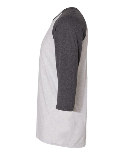 JERZEES Unisex Triblend Three-Quarter Raglan Baseball T-Shirt 601RR #color_White Heather/ Black Heather