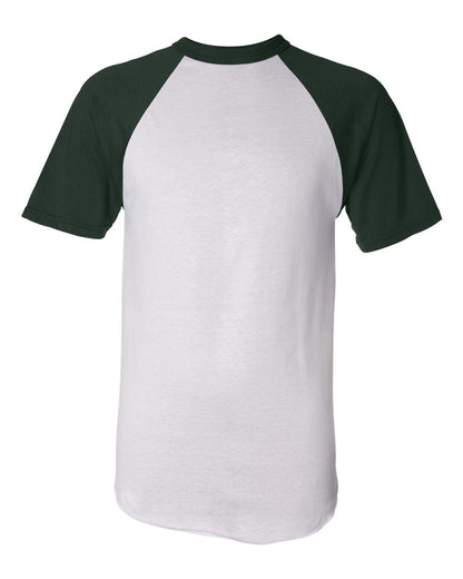 Augusta Sportswear Short Sleeve Baseball Jersey 423 #color_White/ Dark Green