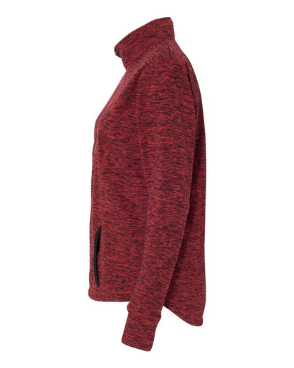 J. America Women's Cosmic Fleece Quarter-Zip Pullover 8617 #color_Red Fleck/ Black