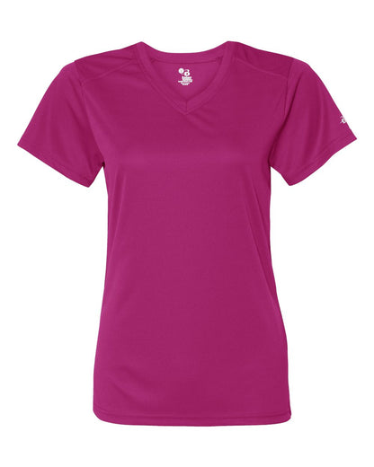 Badger Women’s B-Core V-Neck T-Shirt 4162 #color_Hot Pink