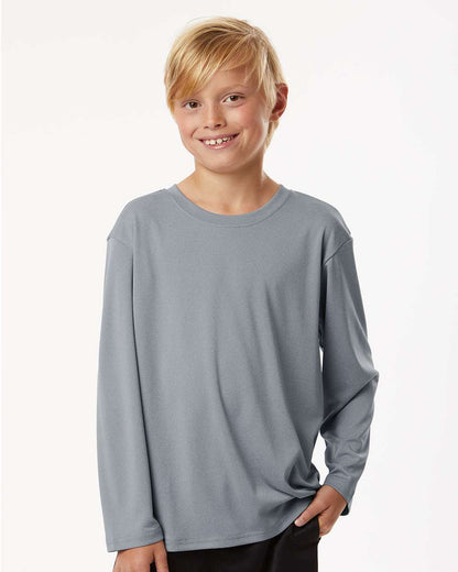 AllPro Youth Pro-Lock Performance Long Sleeve T-Shirt 48400Y #colormdl_Heather Steel