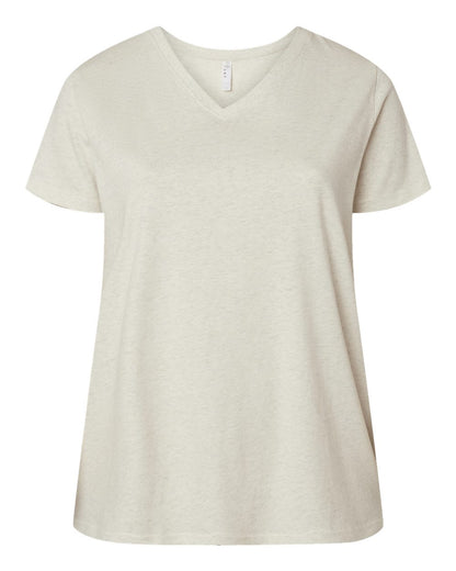 LAT Women's Curvy Collection Fine Jersey V-Neck Tee 3817 #color_Natural Heather