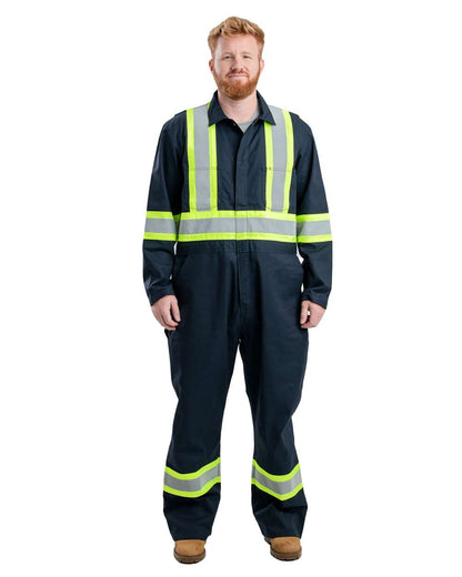Berne Apparel Men's Safety Striped Unlined Coverall HVC250 #colormdl_Navy
