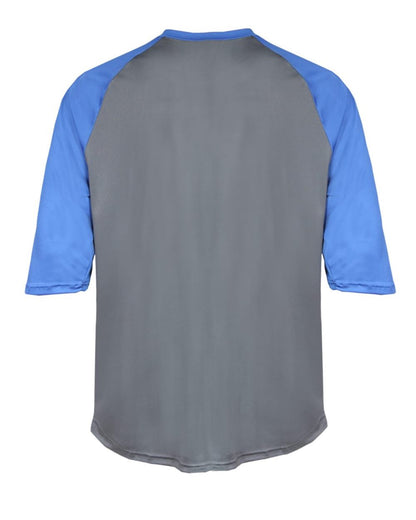 Badger Men's B-Core Three-Quarter Sleeve Baseball T-Shirt 4133 #color_Graphite/ Royal
