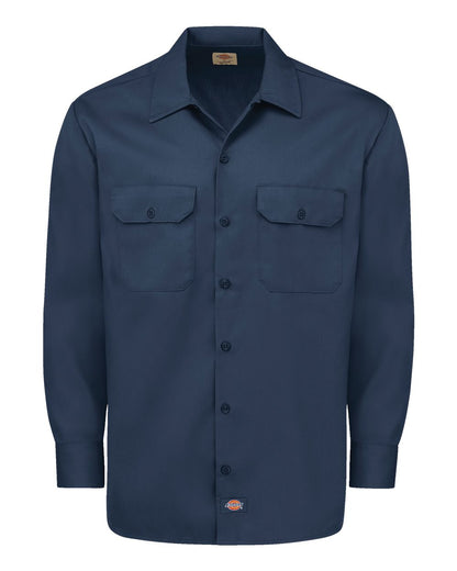 Dickies Men's Tall Long Sleeve Work Shirt 5574T #color_Navy
