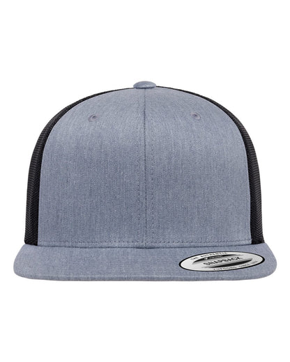 YP Classics Retro High Profile Trucker Cap 6609 #color_Heather Grey/ Black