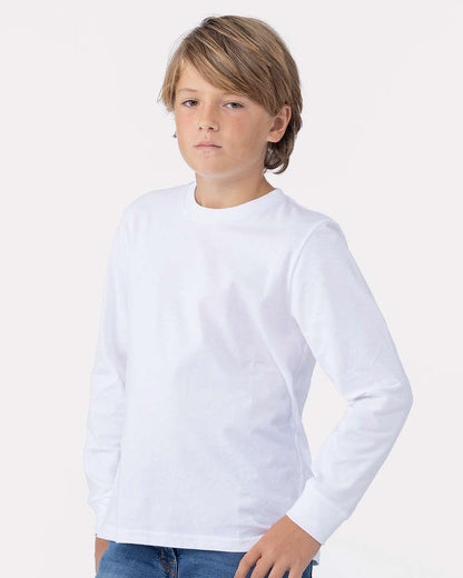 Next Level Youth Cotton Long Sleeve T-Shirt 3311 #colormdl_White