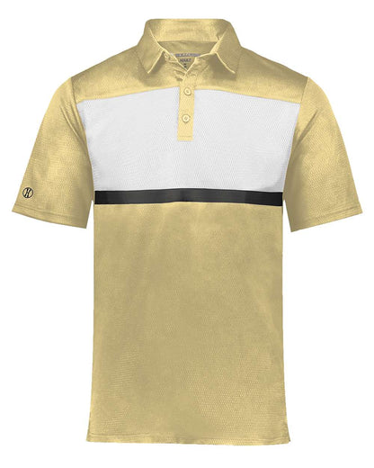 Holloway Men's Dry-Excel™ Prism Bold Polo 222576 #color_Vegas Gold/ White