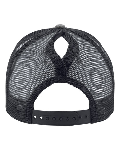 Infinity Her Women's Modern Trucker Cap CHARLIE #color_Heather Grey/ Black