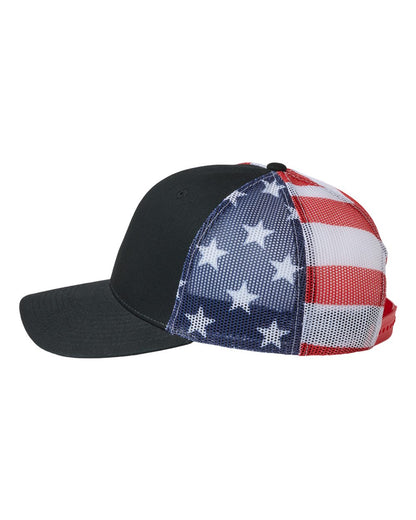 Kati Printed Mesh Trucker Cap S700M #color_Black/ USA Flag