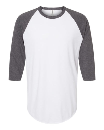 Tultex Fine Jersey Raglan T-Shirt 245 #color_White/ Heather Charcoal