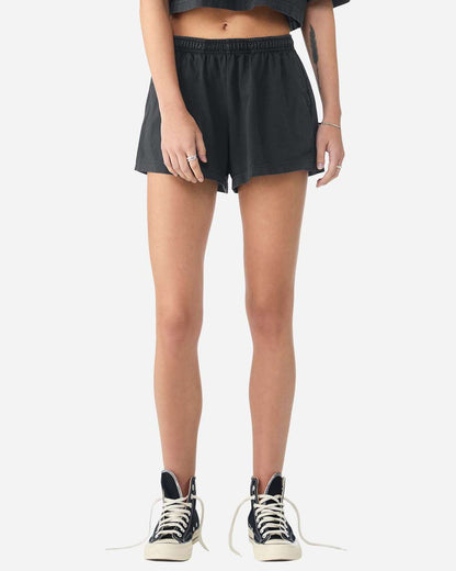 BELLA + CANVAS Women's Garment-Dyed Shorts 6824GD #colormdl_Washed Black