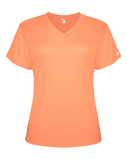 Badger Women’s Triblend Performance V-Neck Short Sleeve T-Shirt 4962 #color_Peach