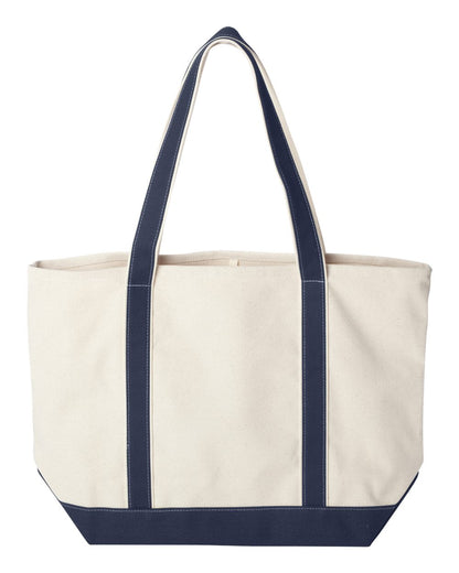 Liberty Bags Carmel Classic XL Cotton Canvas Resort Tote 8872 #color_Natural/ Navy