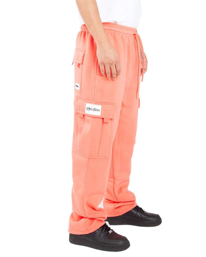 Shaka Wear Men's Fleece Cargo Pocket Sweatpants SHFCP #colormdl_Peach