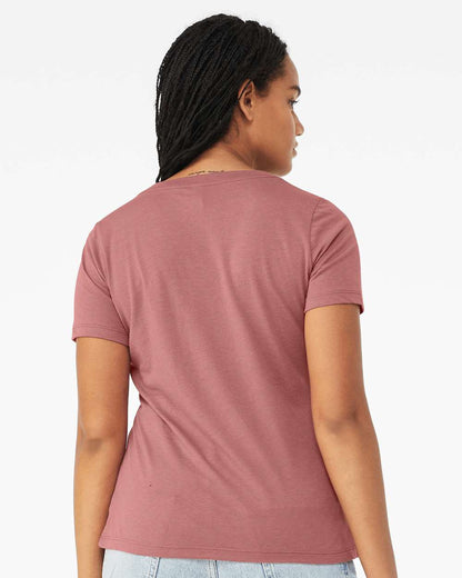 BELLA + CANVAS Women's Relaxed Triblend Short Sleeve V-Neck Tee 6415 #colormdl_Mauve Triblend