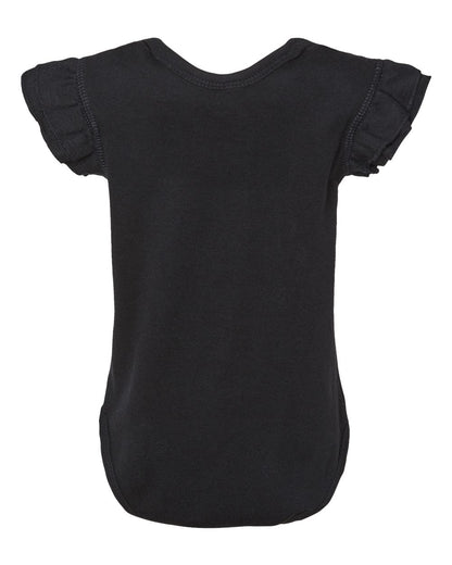 Rabbit Skins Infant Flutter Sleeve Baby Rib Bodysuit 4439 #color_Black