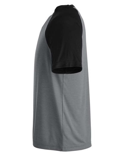 Team 365 Unisex Zone Colorblock Raglan T-Shirt TT62 #color_Dark Grey Heather/ Black