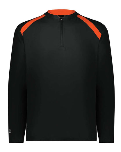 Holloway Men's Clubhouse Quarter-Zip Pullover 229595 #color_Black/ Orange