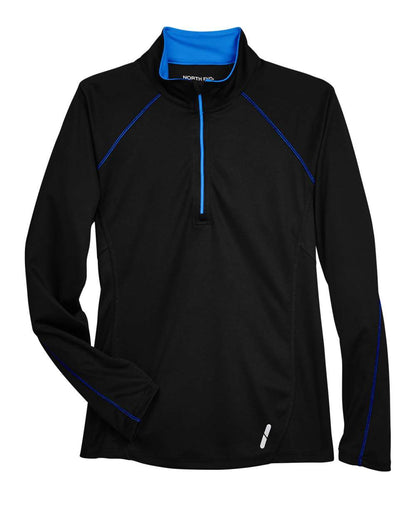North End Women's Radar Performance Quarter-Zip Pullover 78187 #color_Black/ True Royal