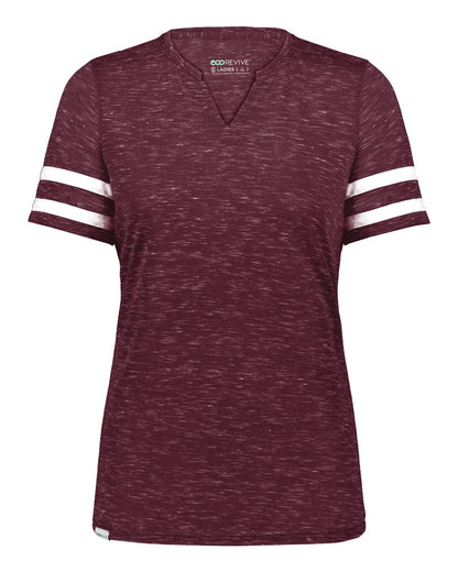 Holloway Women's Eco Revive™ Monterey V-Neck T-Shirt 223245 #color_Maroon Heather/ White