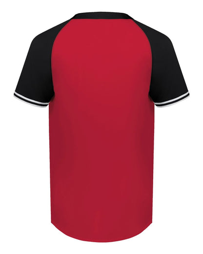 Augusta Sportswear Cutter Henley Jersey 6905 #color_Scarlet/ Black