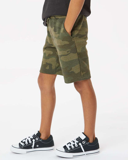 Independent Trading Co. Youth Lightweight Special Blend Fleece Shorts PRM16SRT #colormdl_Forest Camo Heather