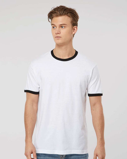 Tultex Fine Jersey Ringer T-Shirt 246 #colormdl_White/ Black