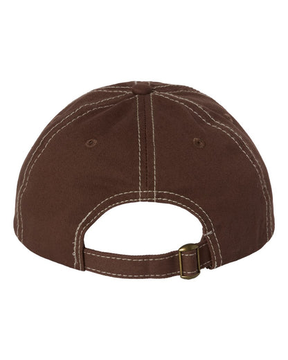 Valucap Bio-Washed Classic Dad Hat VC300A #color_Brown/ Stone Stitch