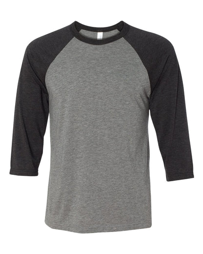 BELLA + CANVAS Three-Quarter Sleeve Baseball Tee 3200 #color_Grey/ Charcoal Black Triblend