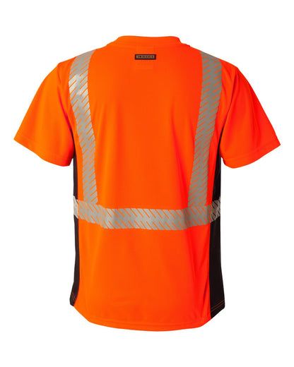 Kishigo Unisex Premium Black Series® Breathable Tape Class 2 T-Shirt 9114-9115 #color_Fluorescent Red (9700)