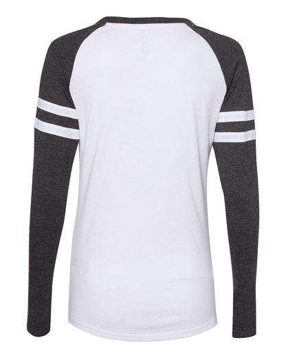 LAT Women's Fine Jersey Mash Up Long Sleeve T-Shirt 3534 #color_Blended White/ Vintage Smoke