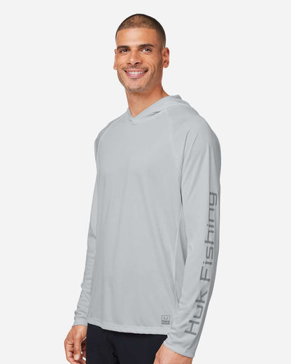 HUK Men's LoPro Pursuit Long Sleeve Hooded T-Shirt H12L010 #colormdl_Harbor Mist
