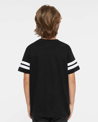 LAT Youth Football Fine Jersey Tee 6137 #colormdl_Black Solid/ White