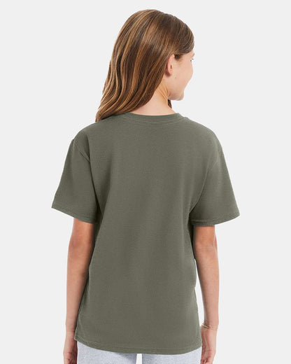 Hanes Youth Perfect-T T-Shirt 498Y #colormdl_Fatigue Green