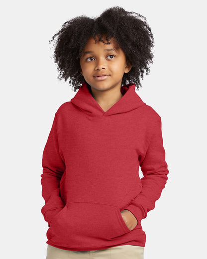 Hanes Youth EcoSmart® Hooded Sweatshirt P473 #colormdl_Heather Red