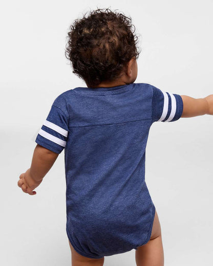 Rabbit Skins Infant Football Fine Jersey Bodysuit 4437 #colormdl_Vintage True Navy/ Blended White
