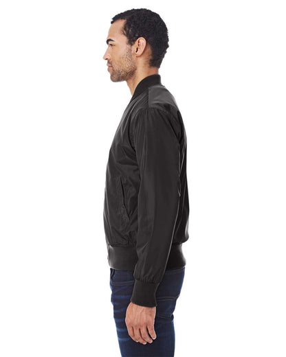 Threadfast Apparel Unisex Bomber Jacket 395J #colormdl_Black Vegan Leather